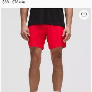 NWT Lululemon Men’s Pace Breaker Lineless Shorts 7 inch - red